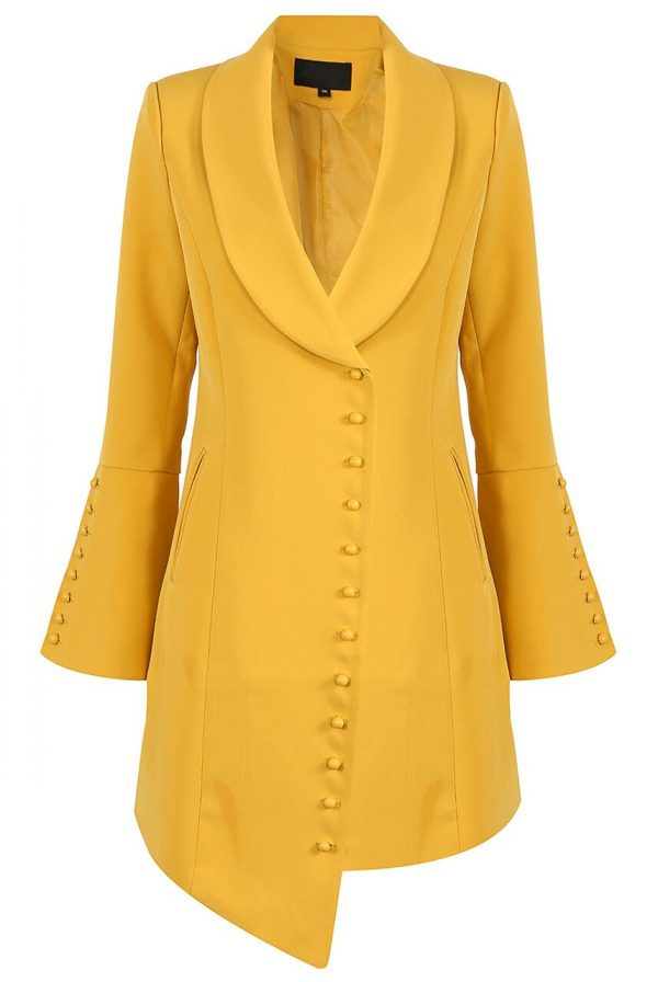 Asymmetric Blazer dress in beautiful mustard yellow