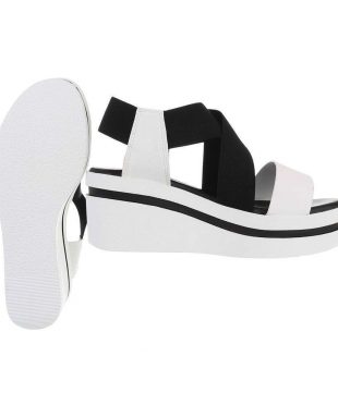 Women's wedge sandals - black & white a super comfort shoe.