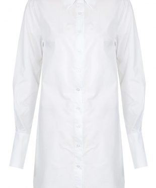 White Shirt Dress With Peplum Cuff