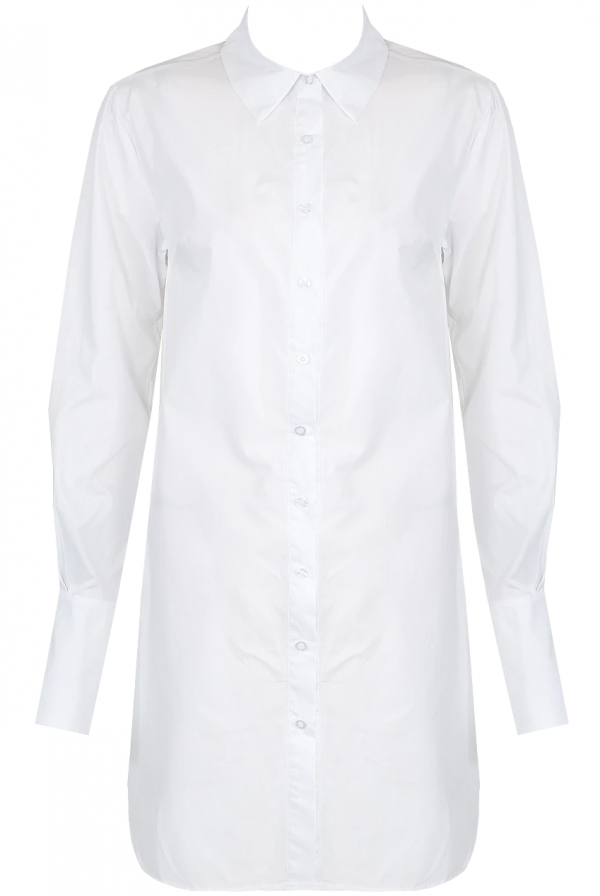 White Shirt Dress With Peplum Cuff