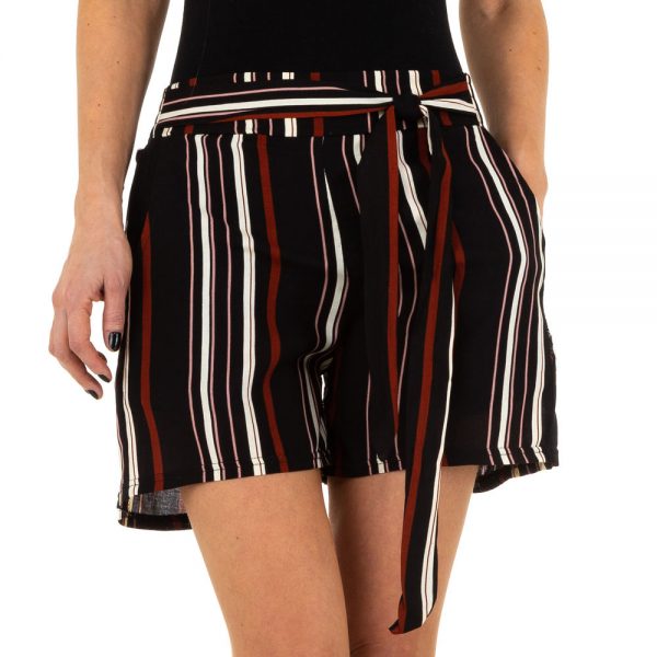 multi-colour striped self-tie paper bag shorts.