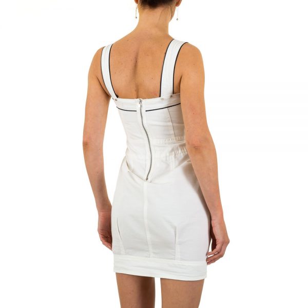 Women's white denim thigh wrap pinafore Dress