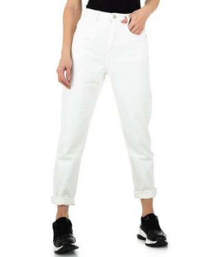 White Solid High Waist Mum Fit Jeans