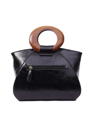 hoop handle leather-look handbag