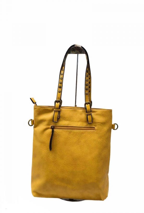 Women's large leather-look shoulderbag - yellow