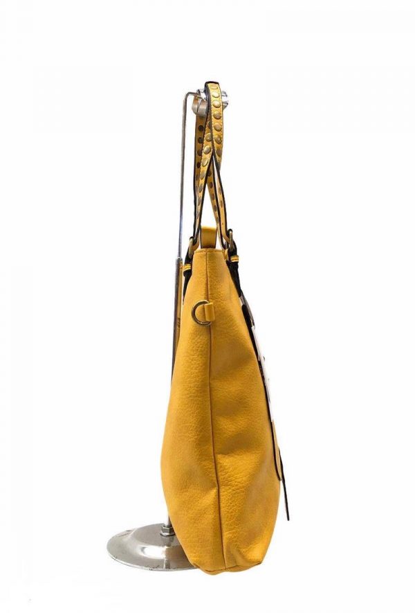Women's large leather-look shoulderbag - yellow
