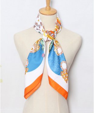 Ladies luxury square scarf with vibrant colours.
