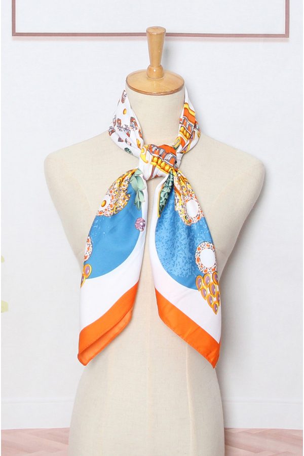 Ladies luxury square scarf with vibrant colours.