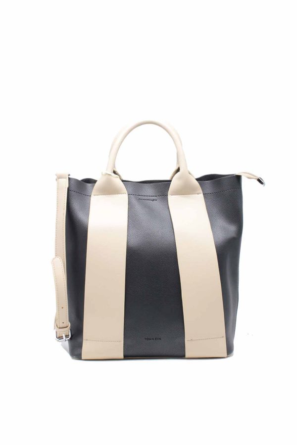 Colour Block Large Handbag, leather-look ladies designer shoulder bag