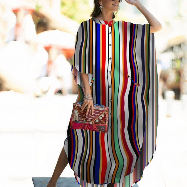 Wide Dress- Multi-Colour Stripe