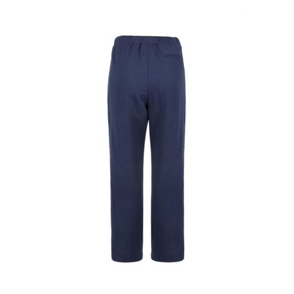 Elasticated waist navy joggers with silver side stripes and pockets