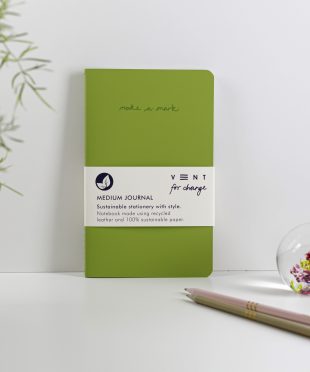 Recycled Leather Medium Notebook Journal - Green - Udara London