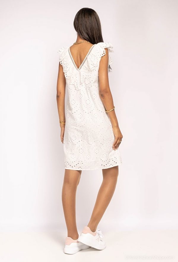 White Lace Midi Dress - 100% Cotton.