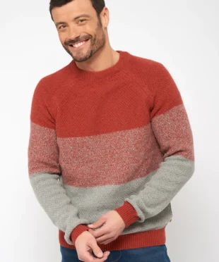 Round Neck Men's Jumper - Two-Tone 100% Recycled.