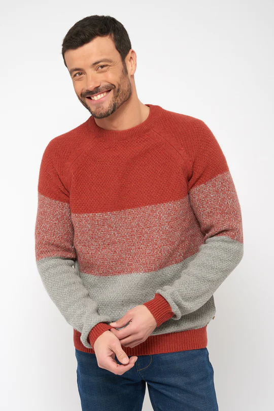 Round Neck Men's Jumper - Two-Tone 100% Recycled.
