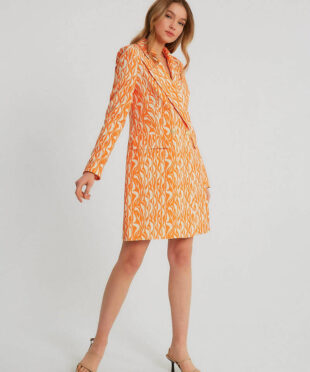 Tailored Fitted Blazer dress, Orange fitted dress suit, Dress blazer, Orange blazer dress