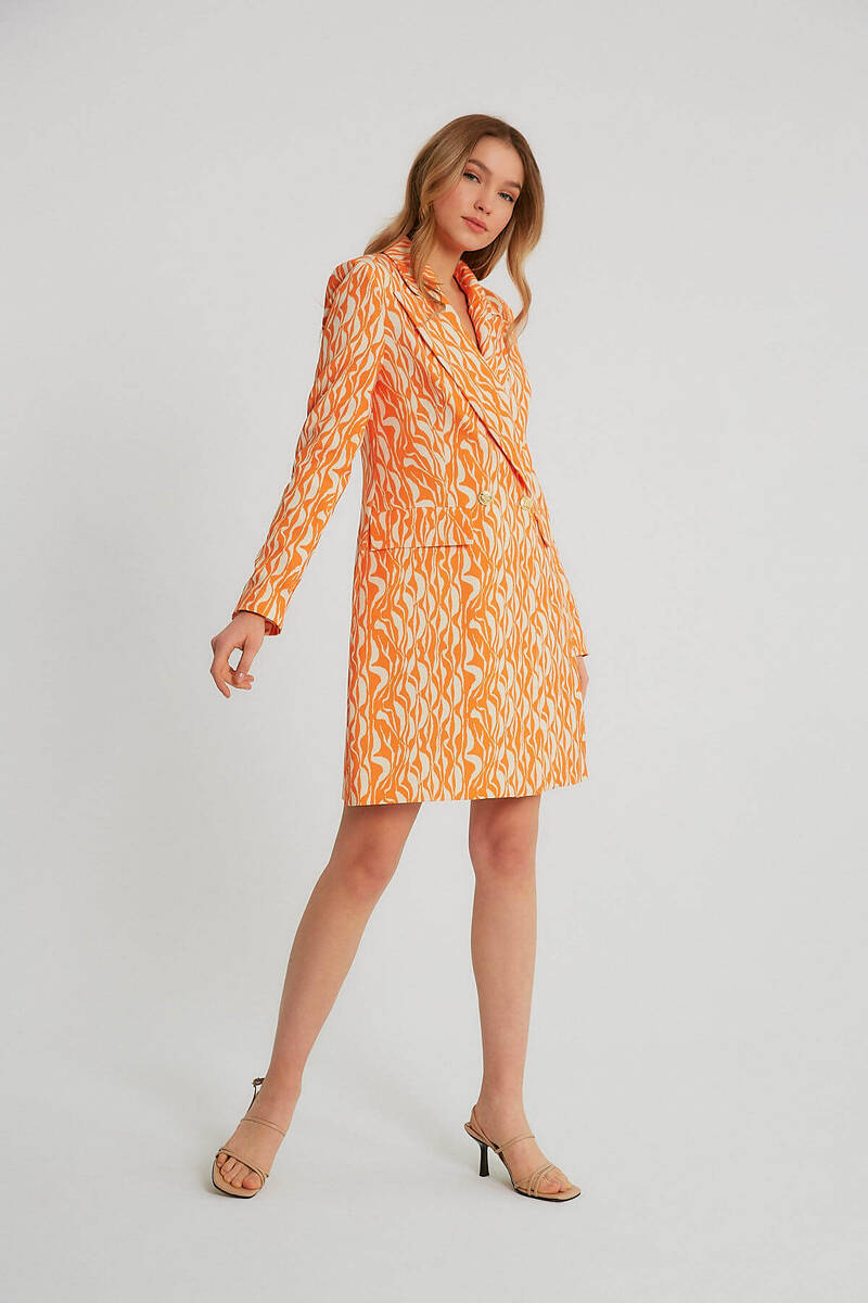 Tailored Fitted Blazer dress, Orange fitted dress suit, Dress blazer, Orange blazer dress