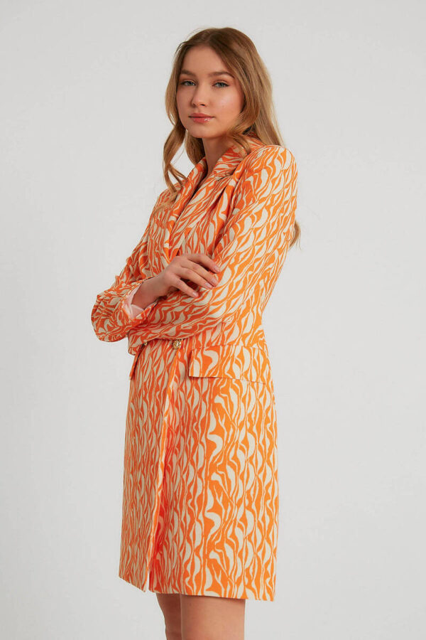 Tailored Fitted Blazer dress - Udara London. Orange Blazer dress, Double Breasted Blazer Dress. Look the boss, mean business in this elegant fit-suit dress.