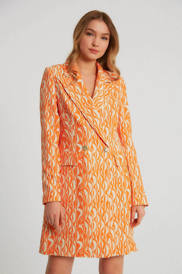 Tailored Fitted Blazer dress - Udara London. Orange Blazer dress, Double Breasted Blazer Dress. Look the boss, mean business in this elegant fit-suit dress.