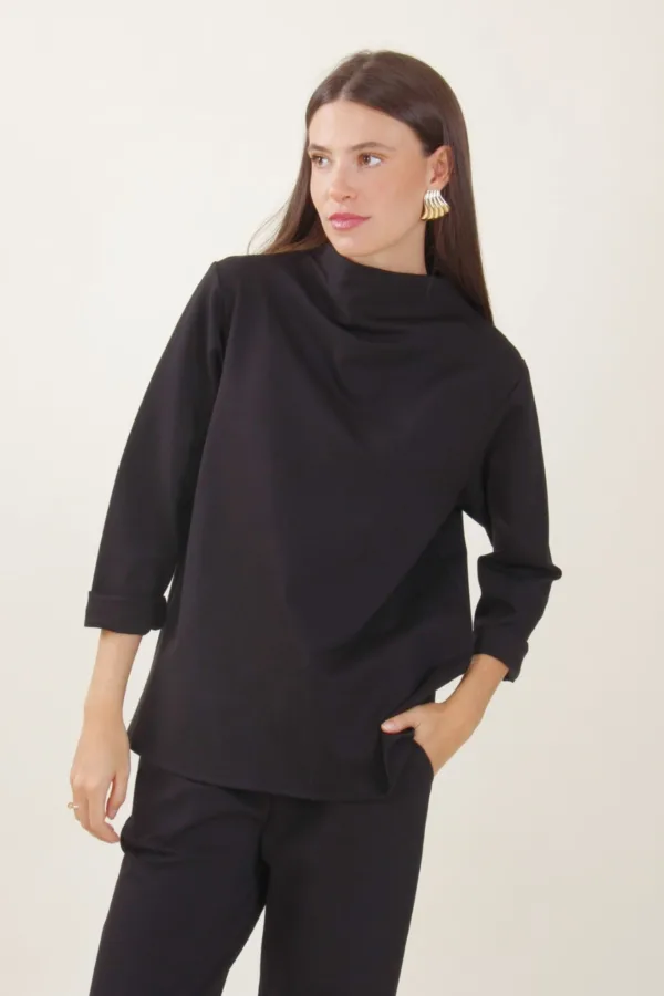 Punto Milano stitch sweater in black