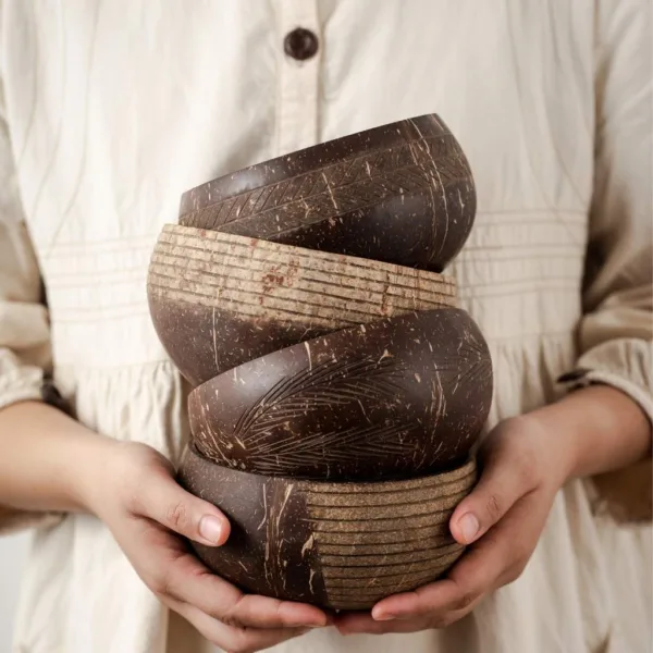 Coconut Bowls & Wooden Spoon Combo